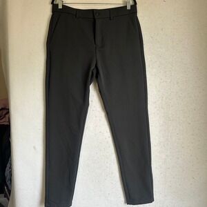Plaid&Plain Mens Skinny Fit Dress Pants Black Stretch Trousers 33Wx30L 7101#